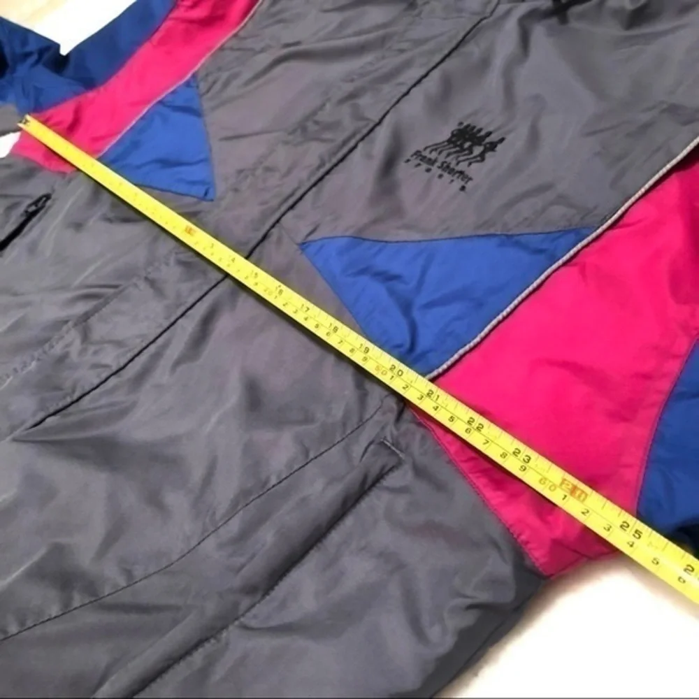 VINTAGE FRANK SHORTER GRAY PINK BLUE WINDBREAKER JACKET LARGE